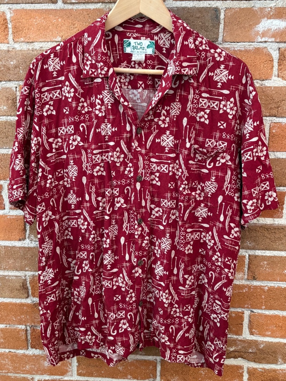 Vintage Two Palms Men’s Hawaiian Button Up Shirt - Size L